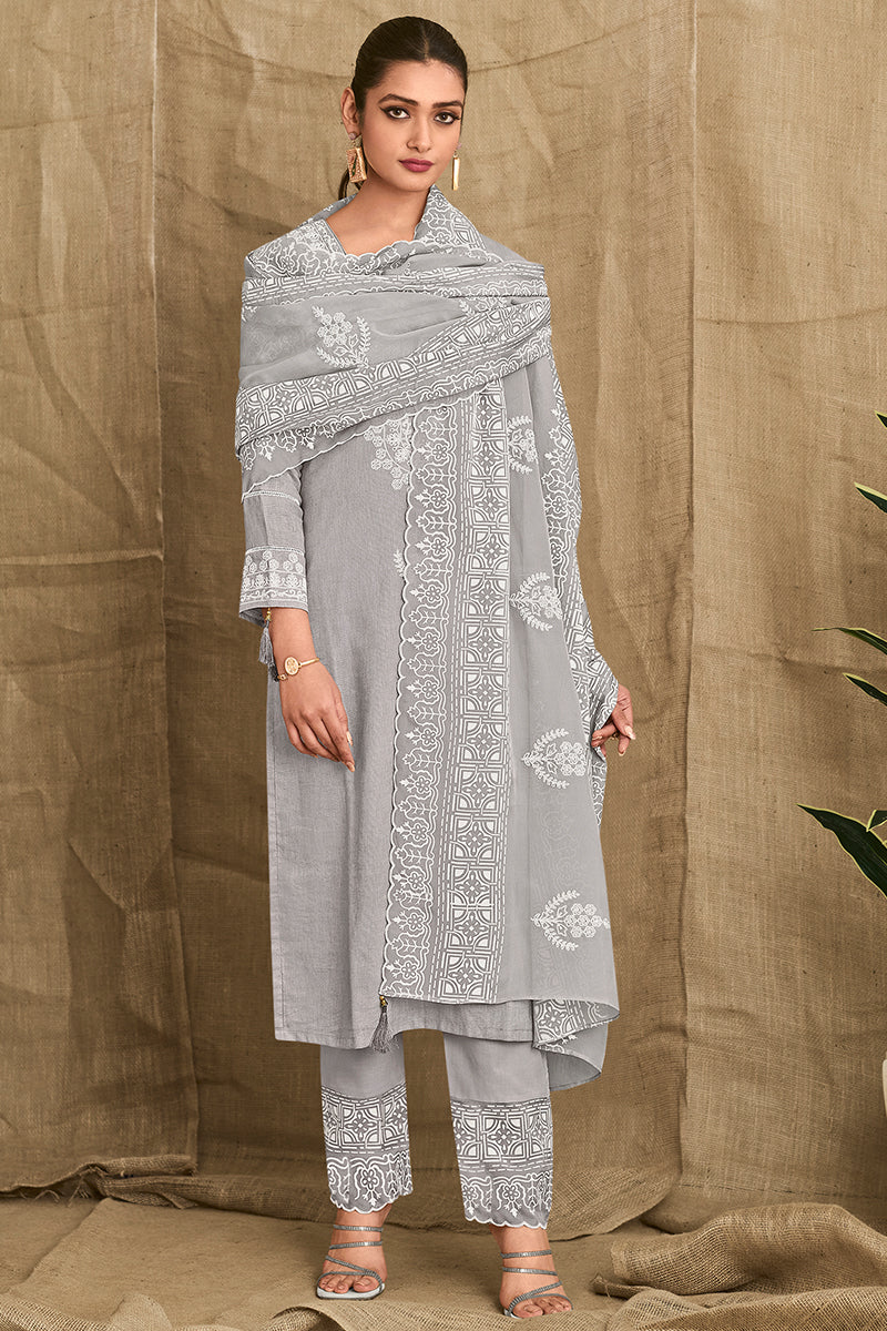 Pure Premium Linen Dyed with Coding Embroidered Salwar Suit