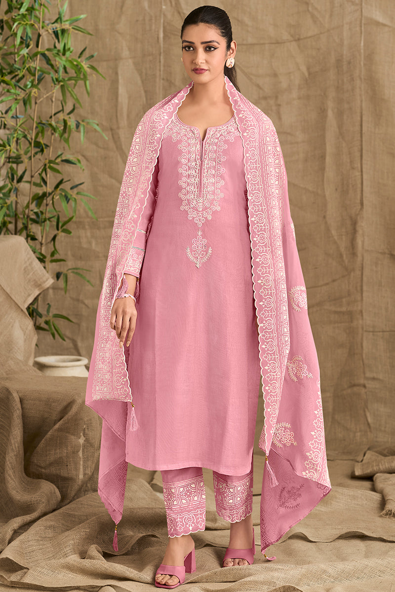 Pure Premium Linen Dyed with Coding Embroidered Salwar Suit