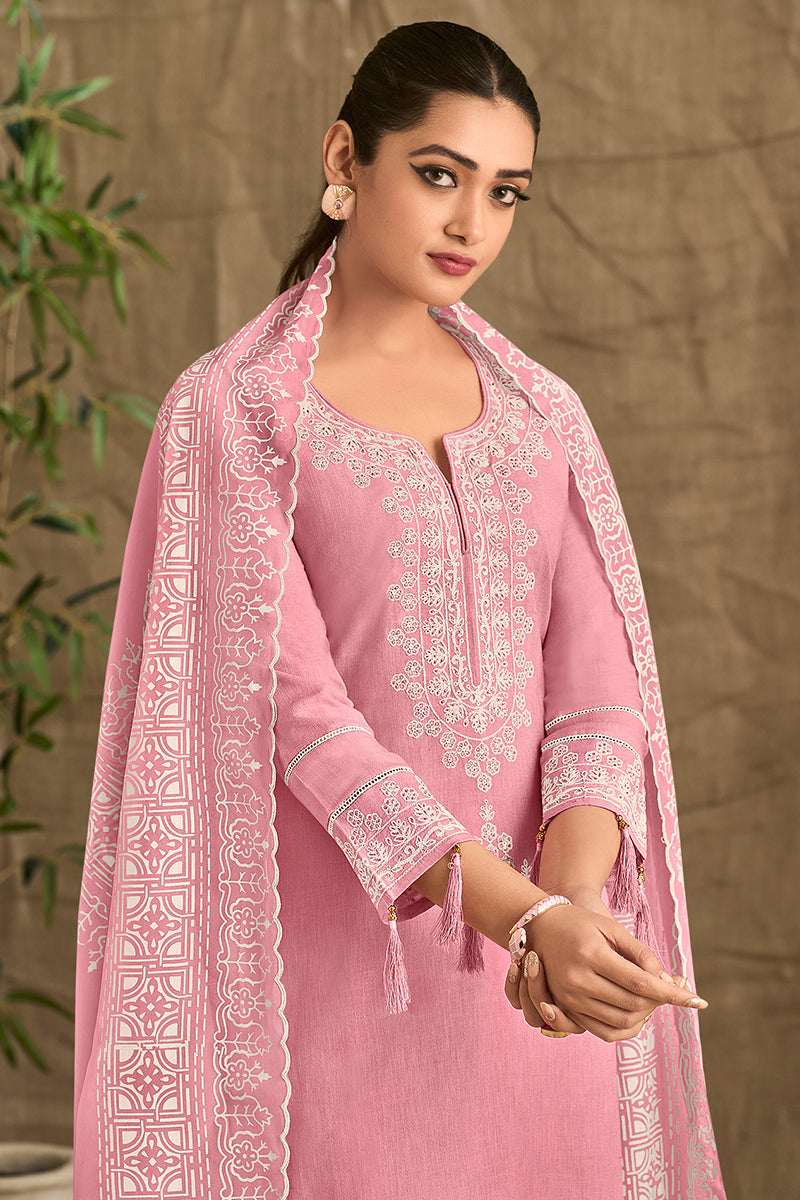 Pure Premium Linen Dyed with Coding Embroidered Salwar Suit