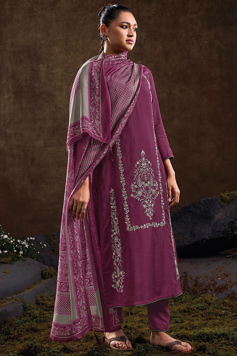 Refined Radiance in Wine Berry Pure Bemberg Muslin