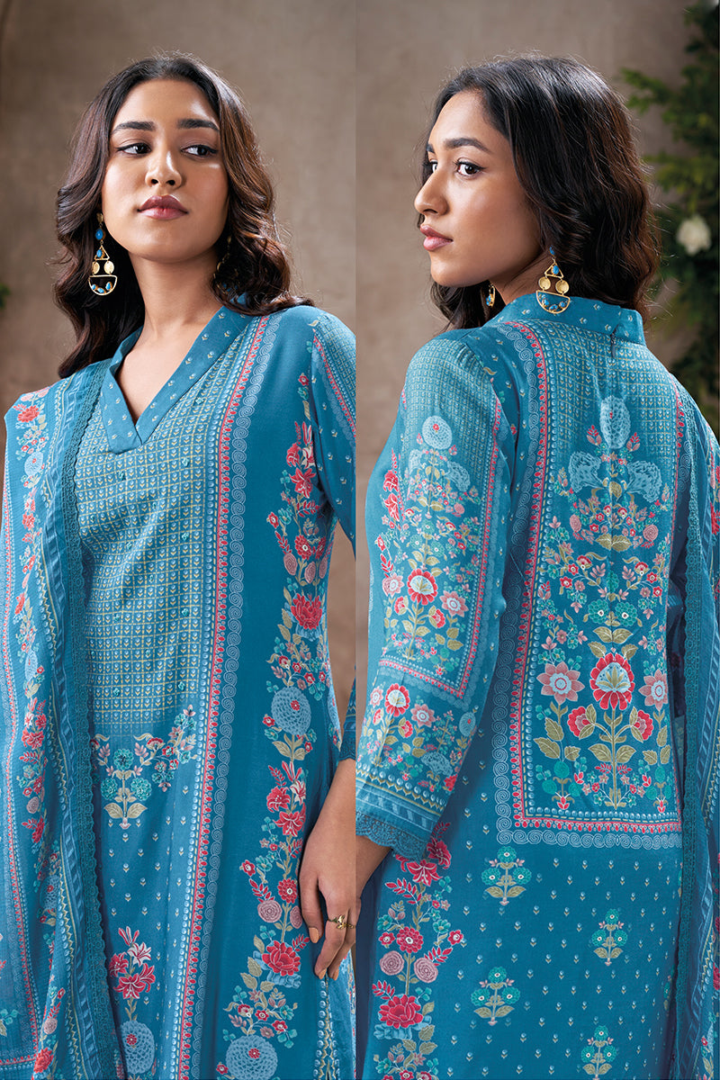 Enchant Your Look in a Ethereal Blue Pure Soft Silk Salwar Suit