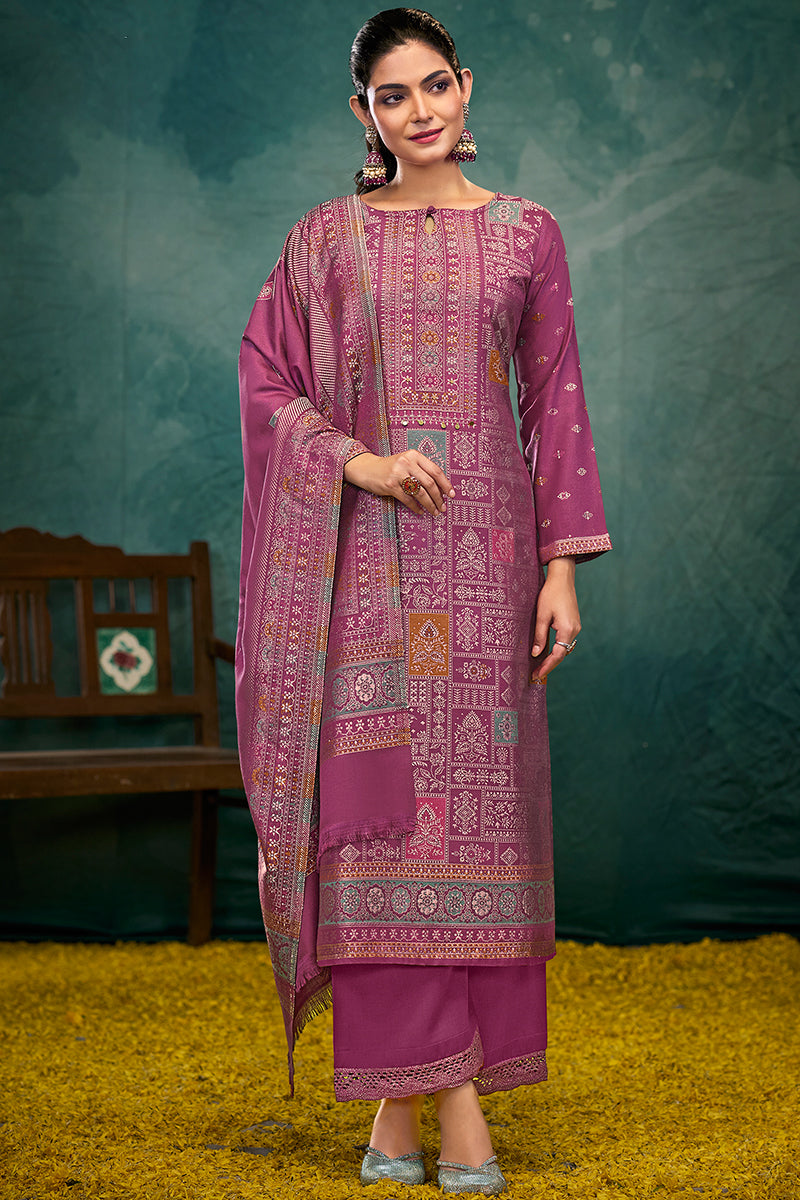 Pure Pashmina Jacquard Salwar Suit