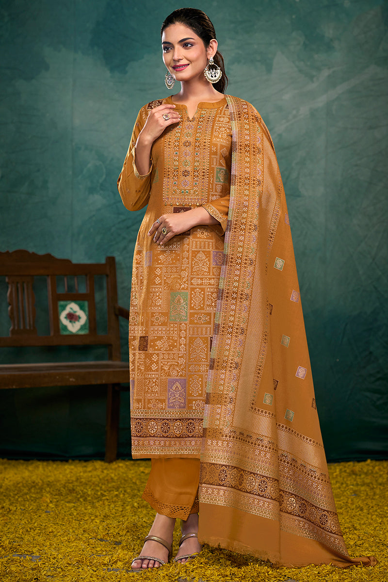 Pure Pashmina Jacquard Salwar Suit