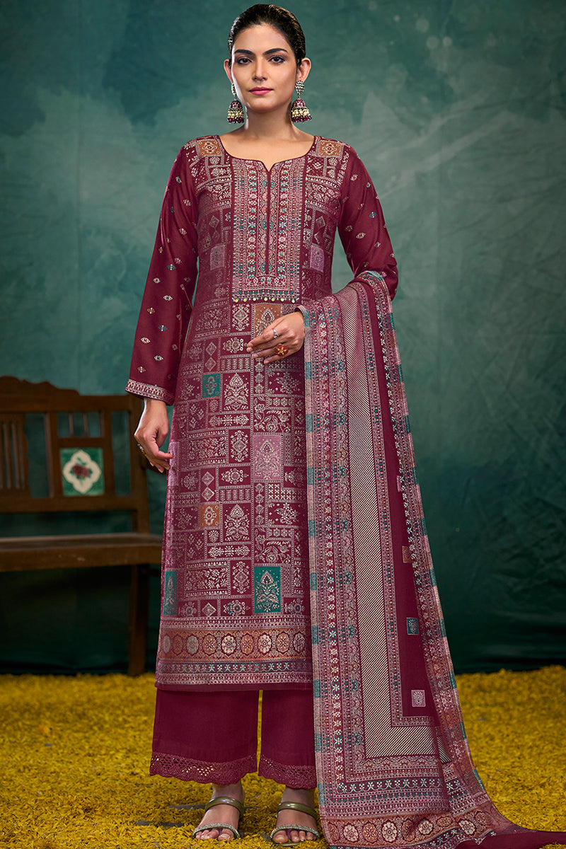 Pure Pashmina Jacquard Salwar Suit