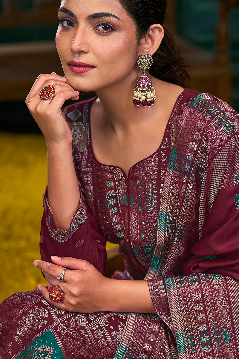 Pure Pashmina Jacquard Salwar Suit