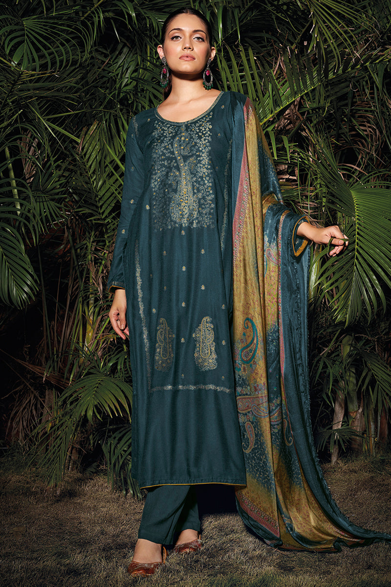 Sarang Pure Meena Woven Pashmina Salwar Suit Design