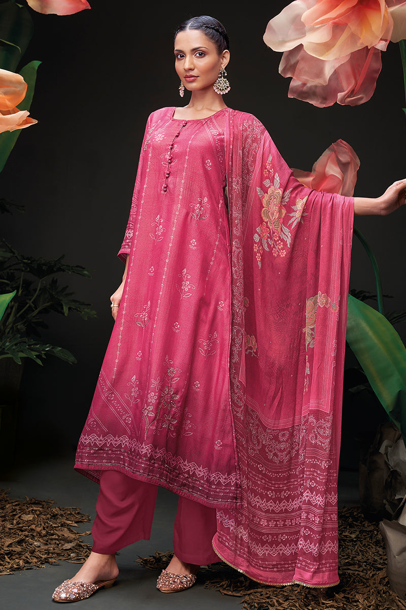 Exude Grace in a Luxurious Dark Rose Pure Bemberg Salwar Suit