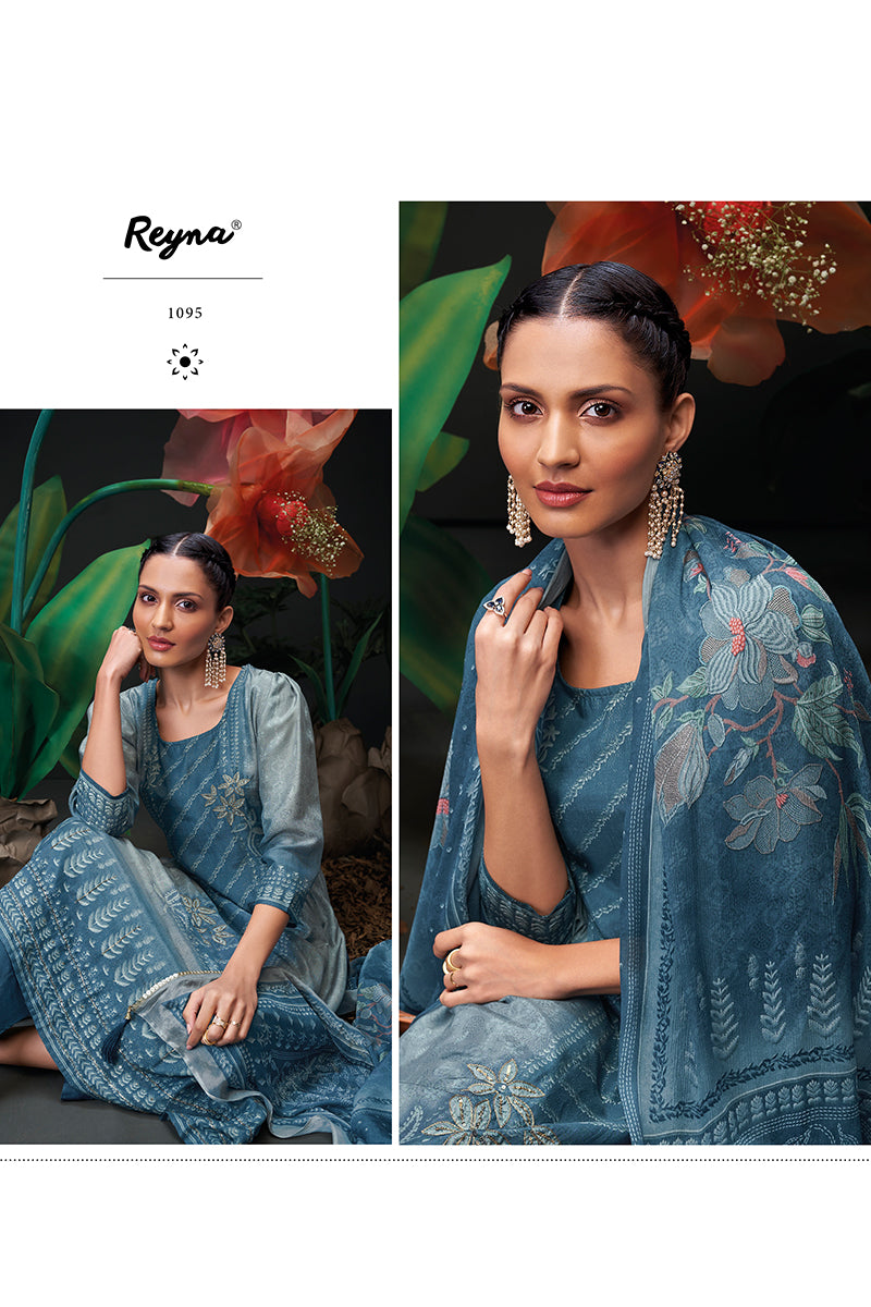 Channel Elegance in a Deep Sapphire Pure Bemberg Salwar Suit